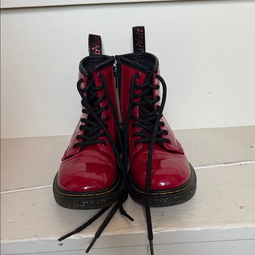 Dr Martin Kids pink/red sparkle Lace-Up Combat Boots - Classic Style